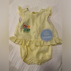 Krewe Light Yellow Swing Set with Tulip/Bee Embroidery